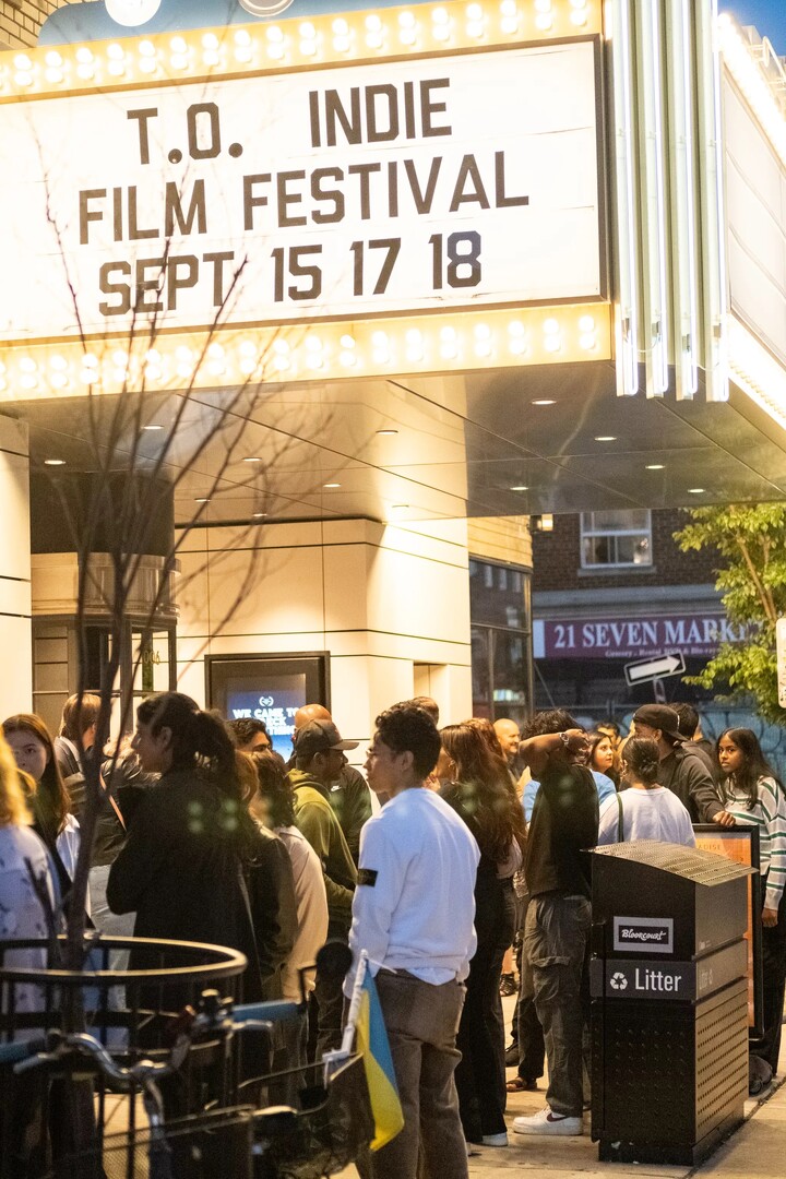Line-up outside the cinema on opening night